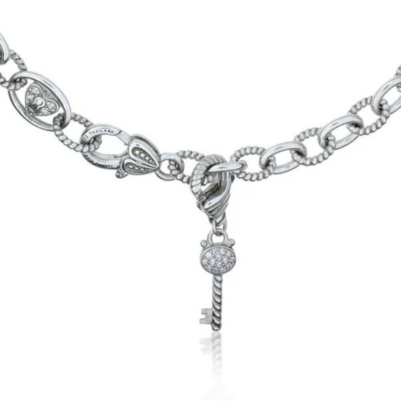 Judith Ripka Sterling Silver “Key to my Heart” Necklace 18” with Key Charm